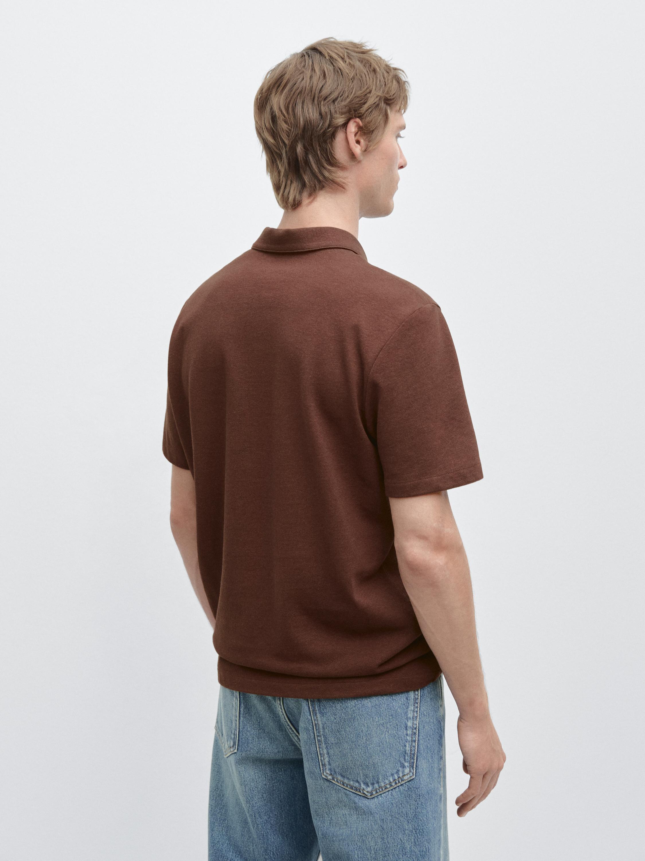 Polo micro-texturé en coton mélangé
